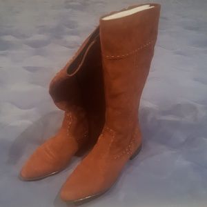 Cognac Suede Western Style Boot